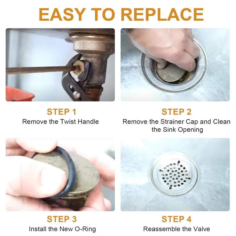 Antrys Plunger O-Ring Gasket Compatible with T&S Brass 010389-45, Twist Waste Drain Valve Stopper O-Ring for 3-Tier Sink Drains, O-Rings Prevents Leaks and Keeps Kitchen Sink Running Smoothly - 4 pcs - Image 4